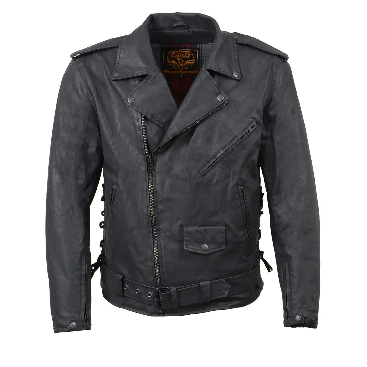 Milwaukee Leather MDM1020 Men's Black Classic 'Waxed' MC Denim Jacket with Armor