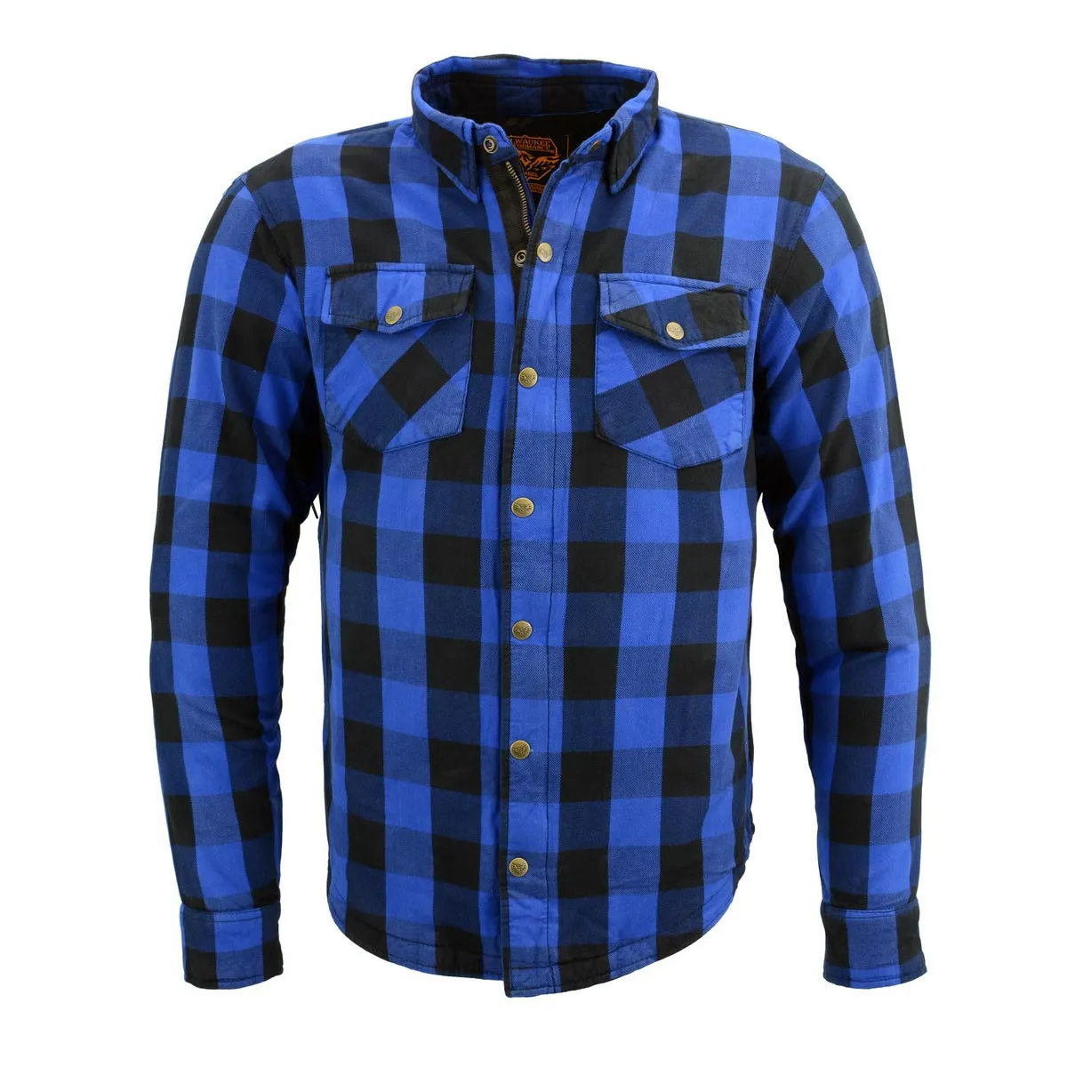 Milwaukee Leather Men's Plaid Flannel Blue Biker Shirt with CE