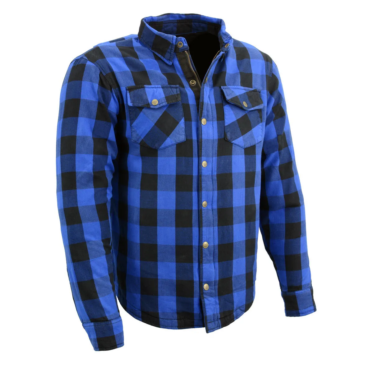 Milwaukee Leather Men's Plaid Flannel Blue Biker Shirt with CE