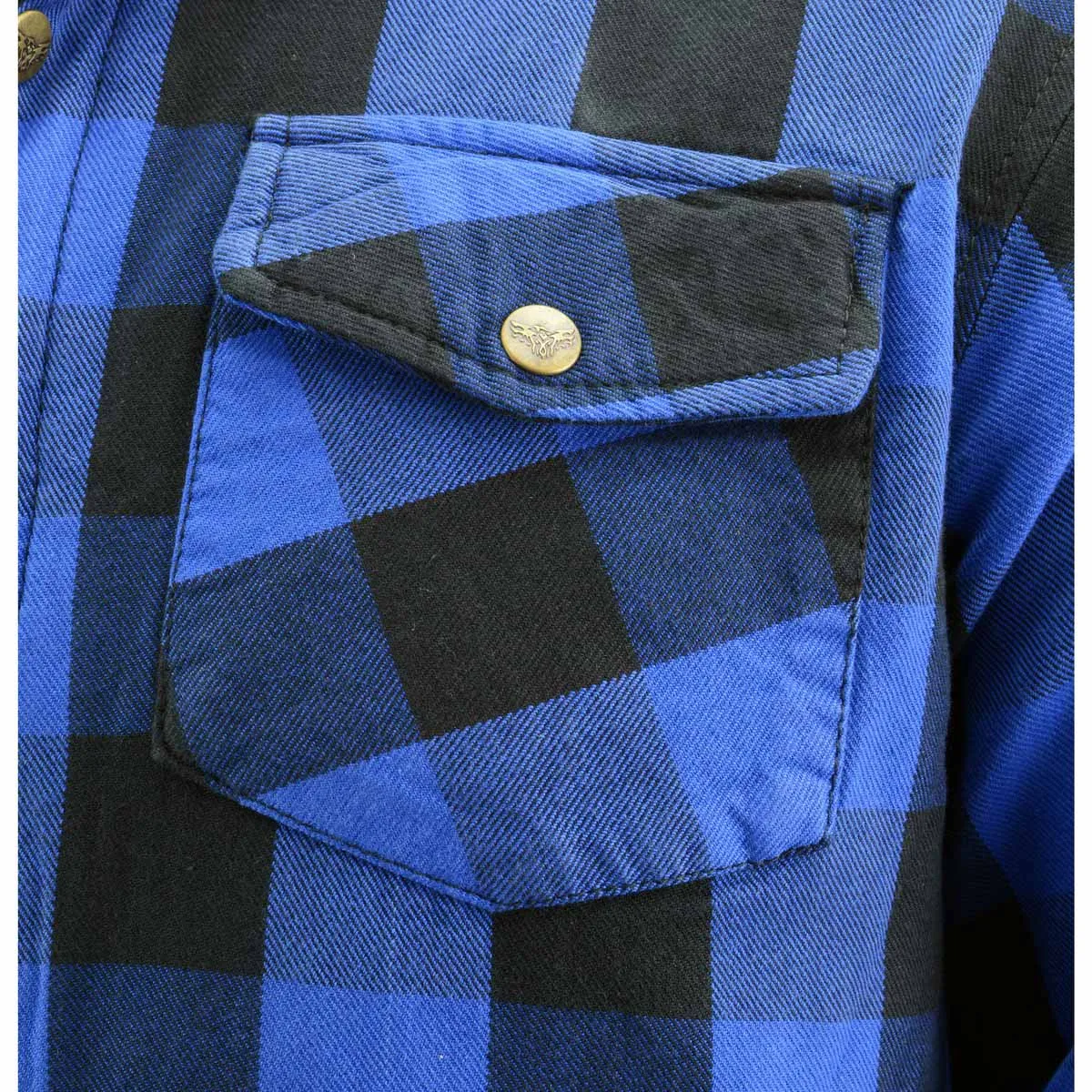 Milwaukee Leather Men's Plaid Flannel Blue Biker Shirt with CE