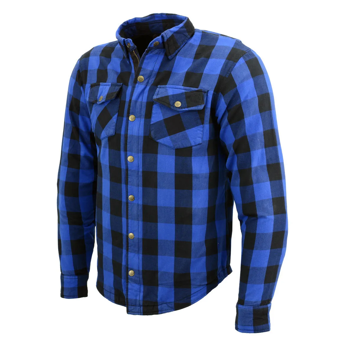 Milwaukee Leather Men's Plaid Flannel Blue Biker Shirt with CE