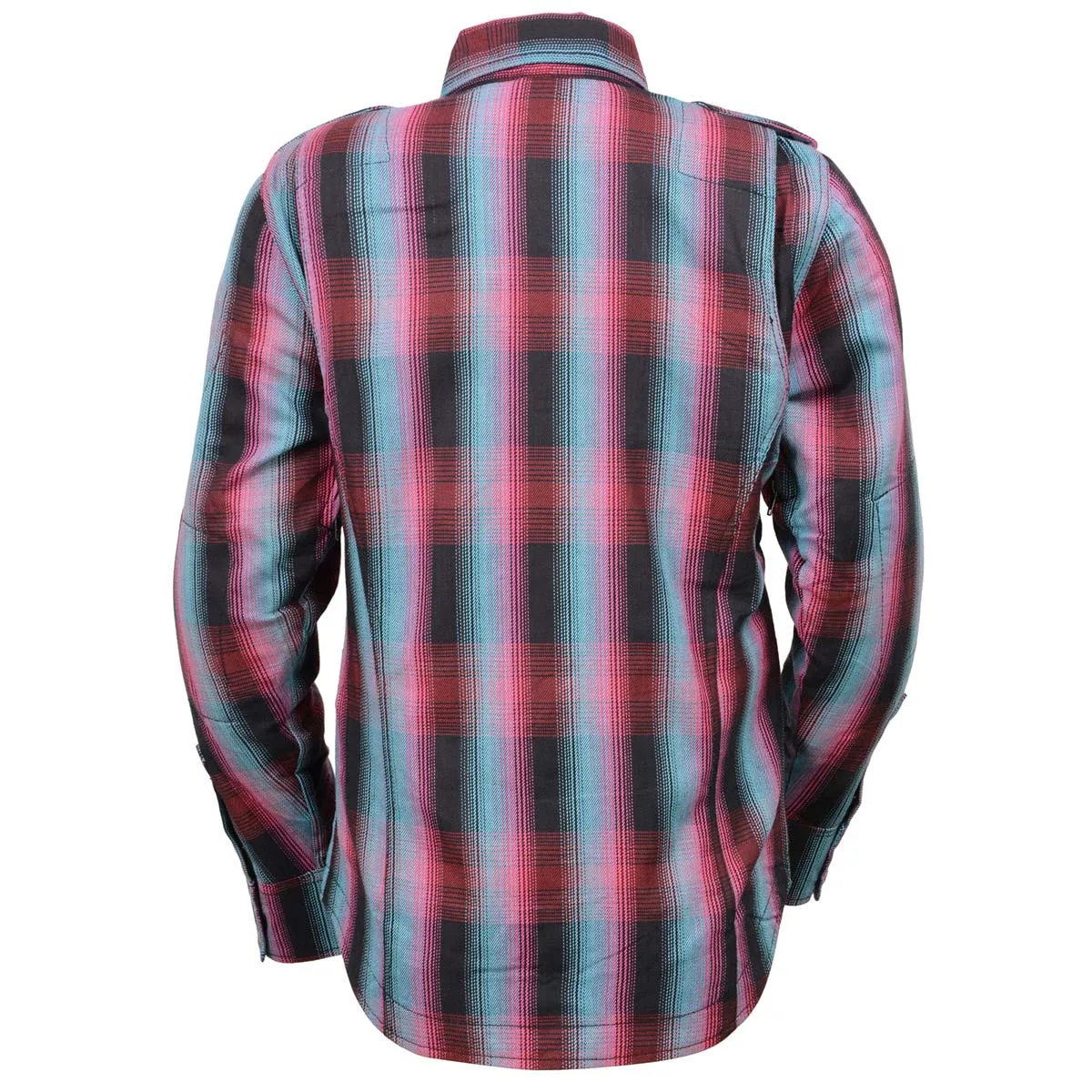 Milwaukee Leather MPL2603 Women’s Plaid Flannel Biker Shirt with CE Approved Armor - Reinforced w/ Aramid Fiber