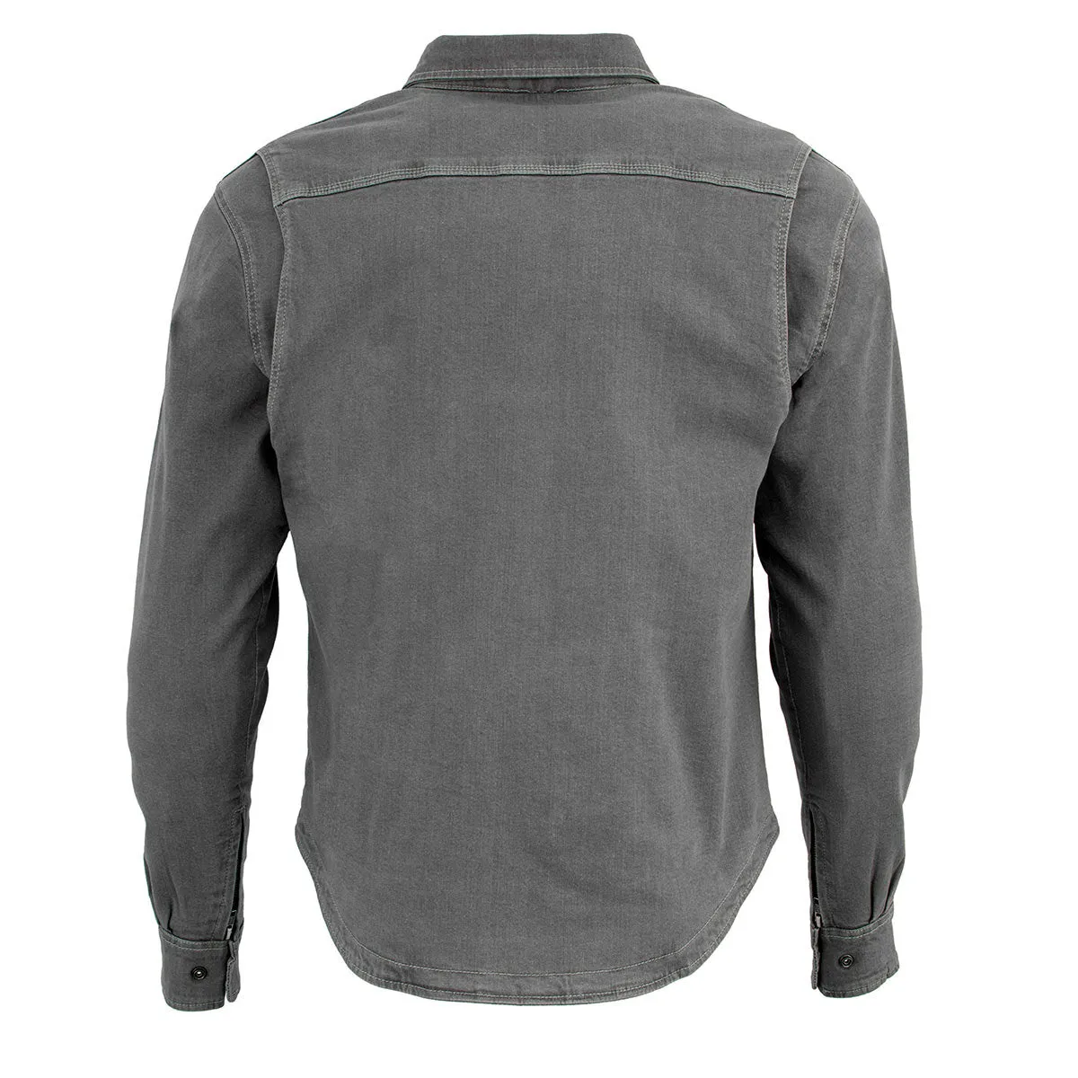 Milwaukee Leather MPM1621 Men's Grey Flannel Biker Shirt with CE