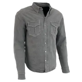 Milwaukee Leather MPM1621 Men's Grey Flannel Biker Shirt with CE