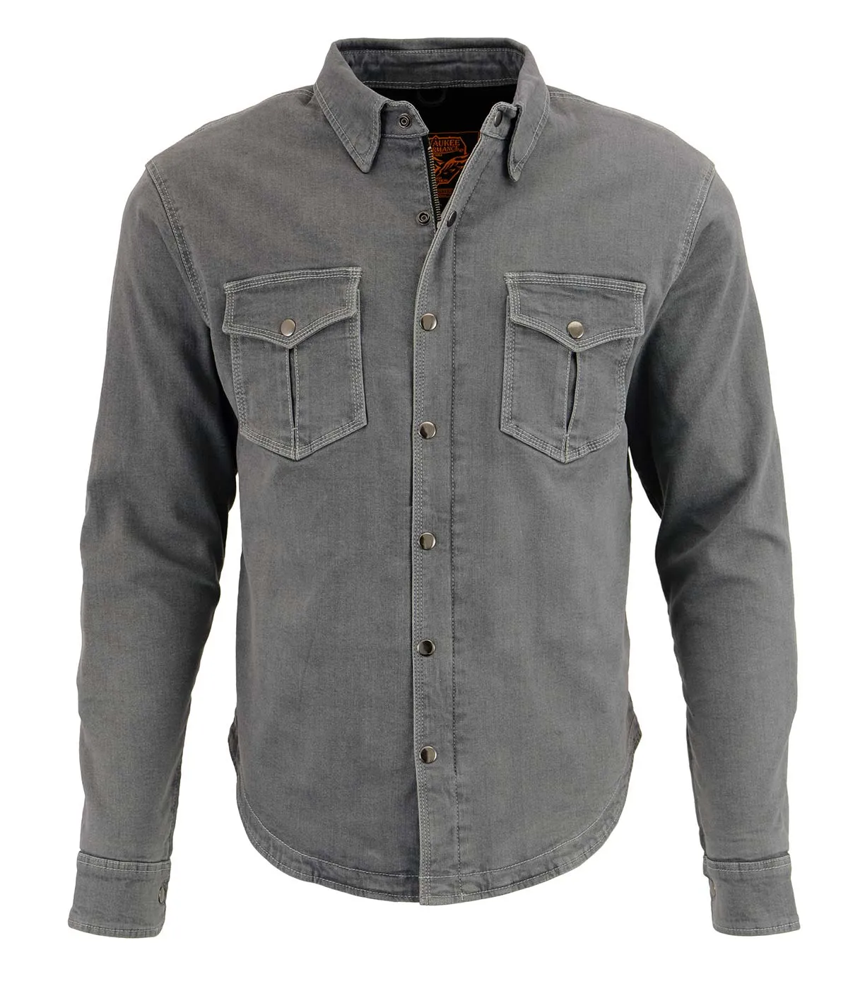 Milwaukee Leather MPM1621 Men's Grey Flannel Biker Shirt with CE