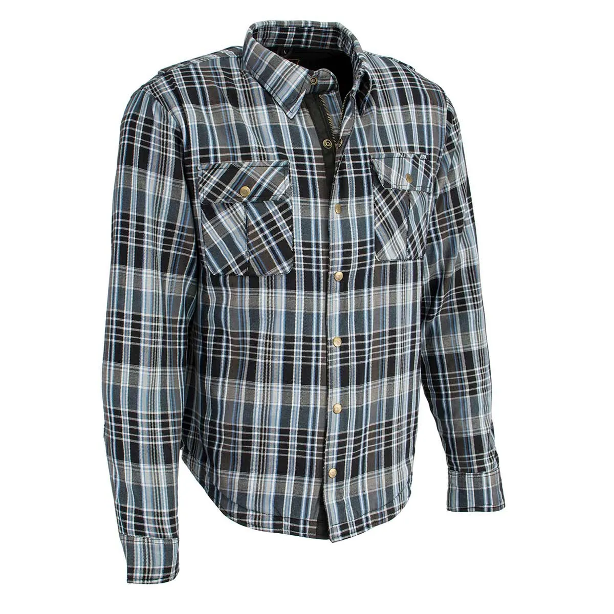 Milwaukee Leather MPM1626 Men's Plaid Flannel Biker Shirt with CE Approved Armor - Reinforced w/ Aramid Fiber