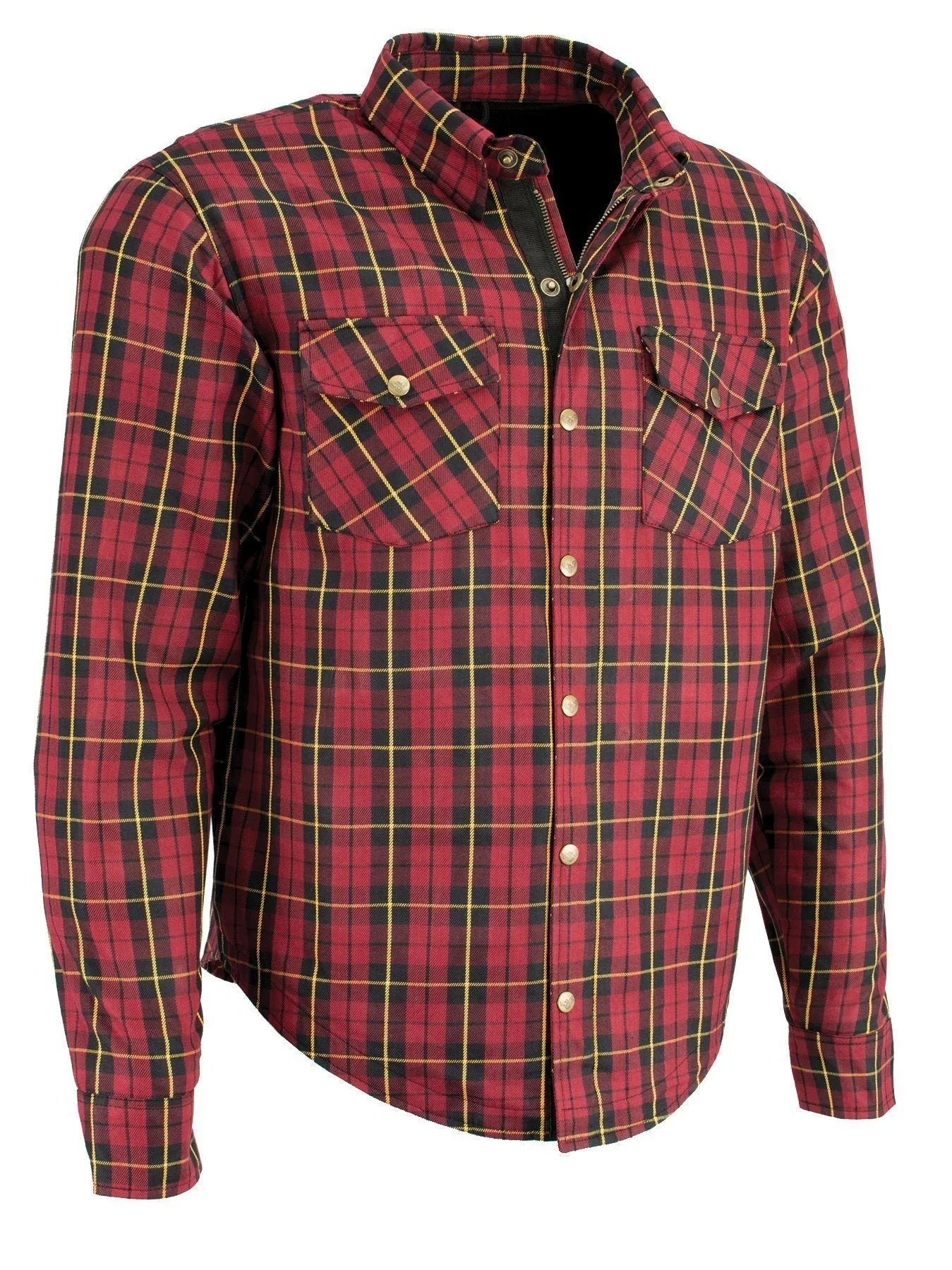 Milwaukee Leather MPM1632 Men's Plaid Flannel Biker Shirt with CE Approved Armor - Reinforced w/ Aramid Fiber