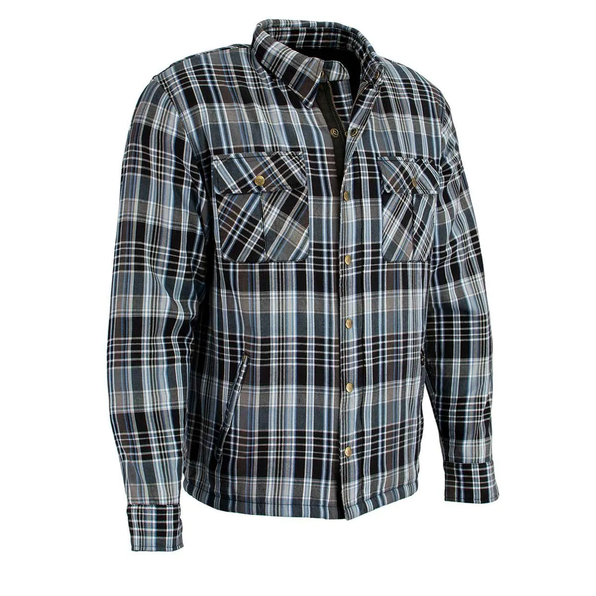 Milwaukee Leather MPM1636 Men's Plaid Flannel Biker Shirt with CE