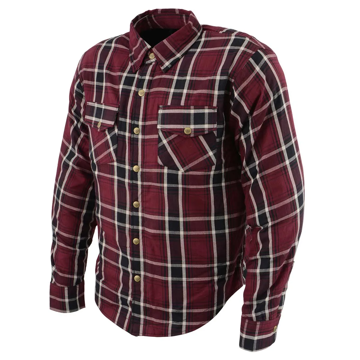 Milwaukee Leather MPM1640 Men's Plaid Flannel Biker Shirt with CE Approved Armor - Reinforced w/ Aramid Fiber