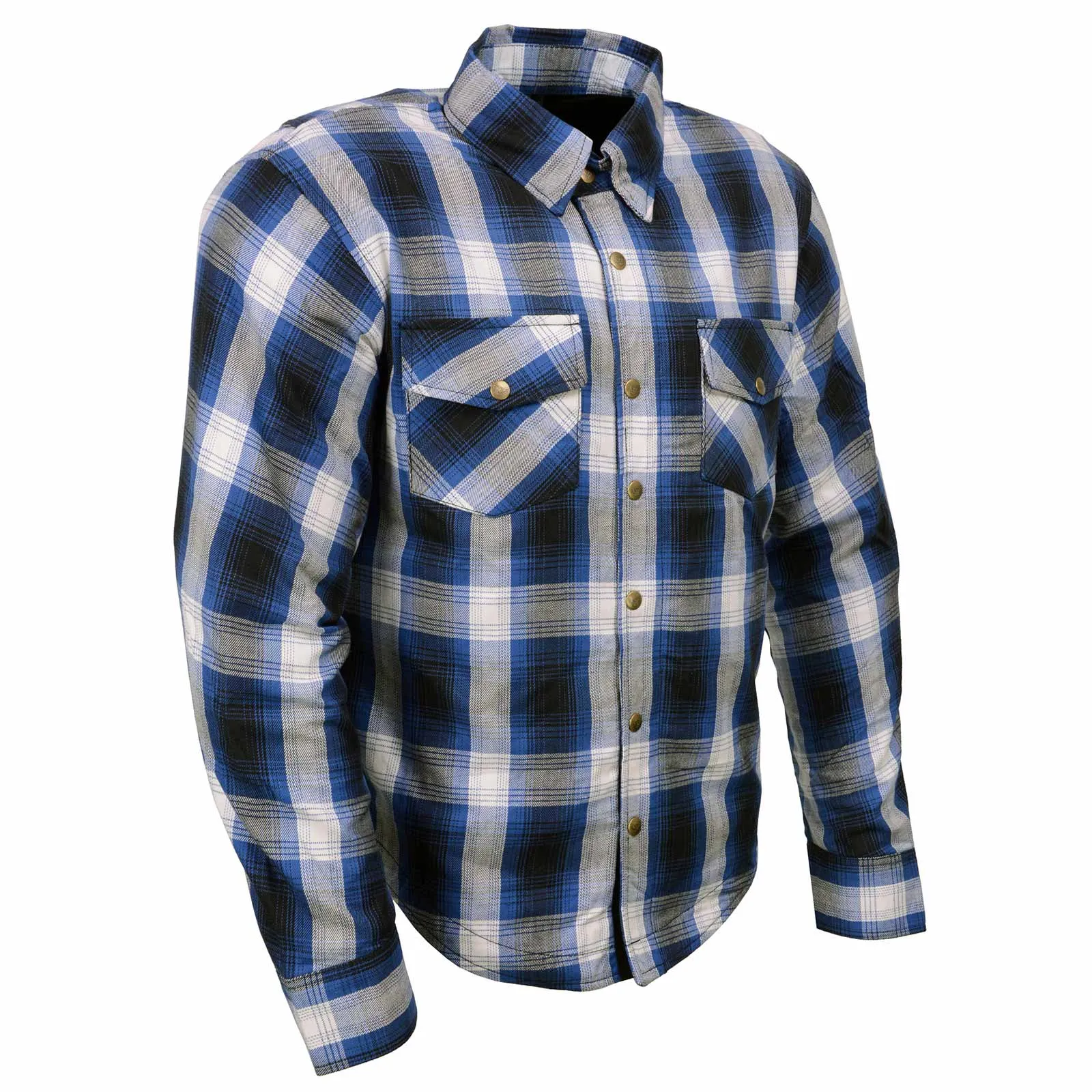 Milwaukee Leather MPM1650 Men's Plaid Flannel Biker Shirt with CE Approved Armor - Reinforced w/ Aramid Fiber