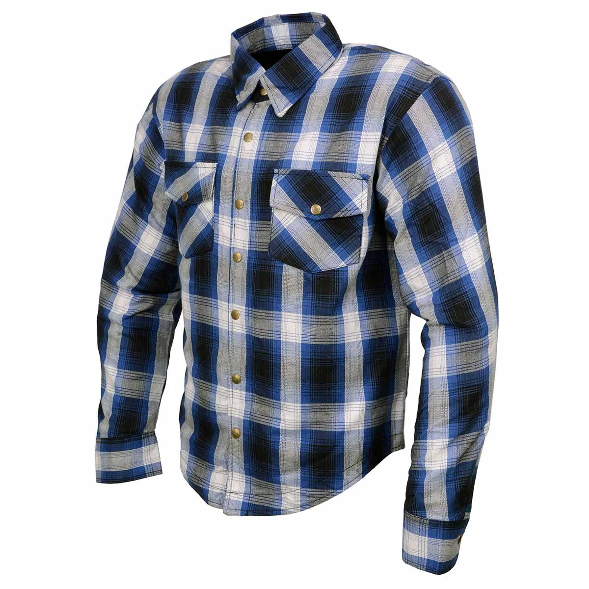 Milwaukee Leather MPM1650 Men's Plaid Flannel Biker Shirt with CE Approved Armor - Reinforced w/ Aramid Fiber