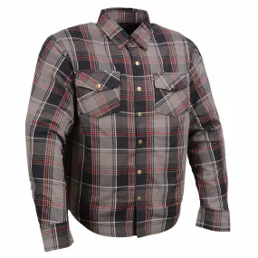 Milwaukee Leather MPM1652 Men's Plaid Flannel Biker Shirt with CE