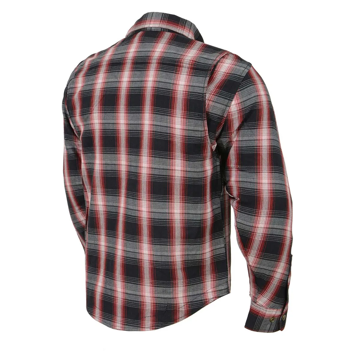 Milwaukee Leather MPM1653 Men's Plaid Flannel Biker Shirt with CE Approved Armor - Reinforced w/ Aramid Fibers