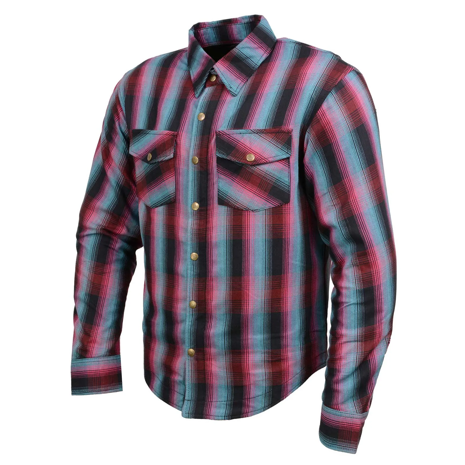 Milwaukee Leather MPM1654 Men's Plaid Flannel Biker Shirt with CE Approved Armor - Reinforced w/ Aramid Fiber