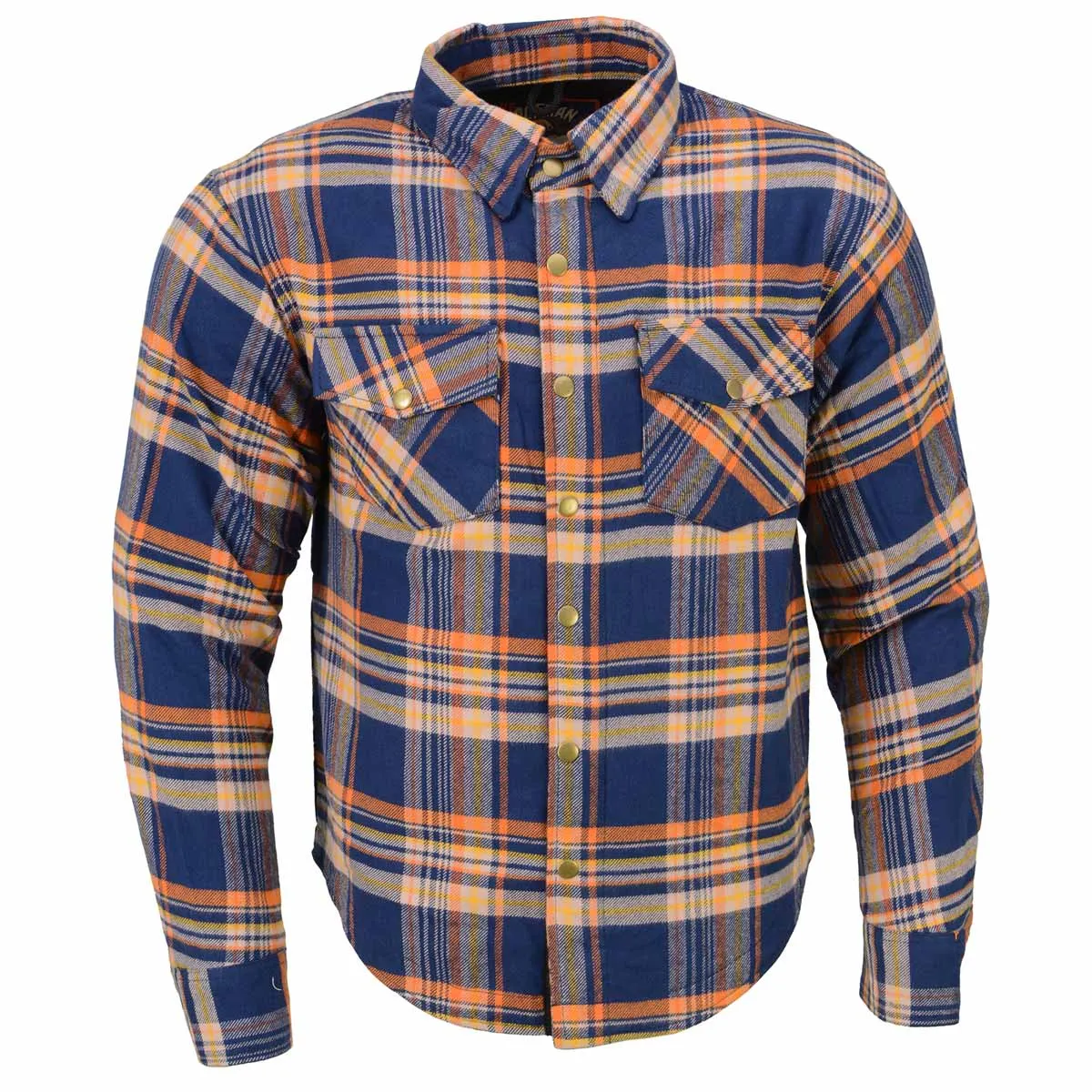 Milwaukee Leather MPM1656 Blue and Orange Flannel Biker Shirt for Men