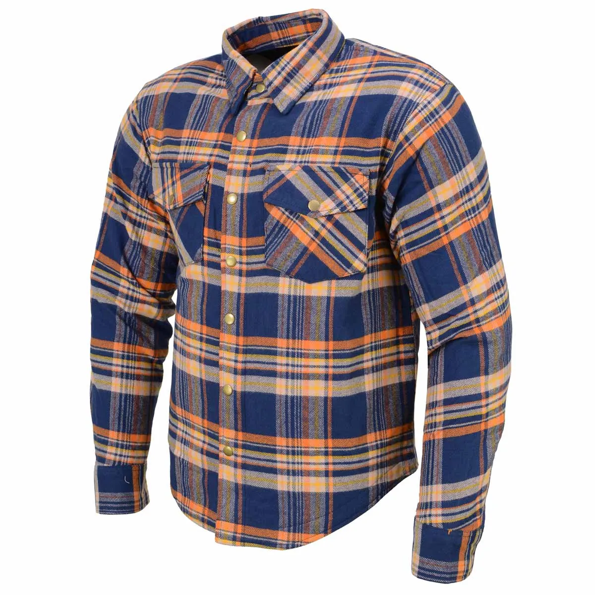 Milwaukee Leather MPM1656 Blue and Orange Flannel Biker Shirt for Men