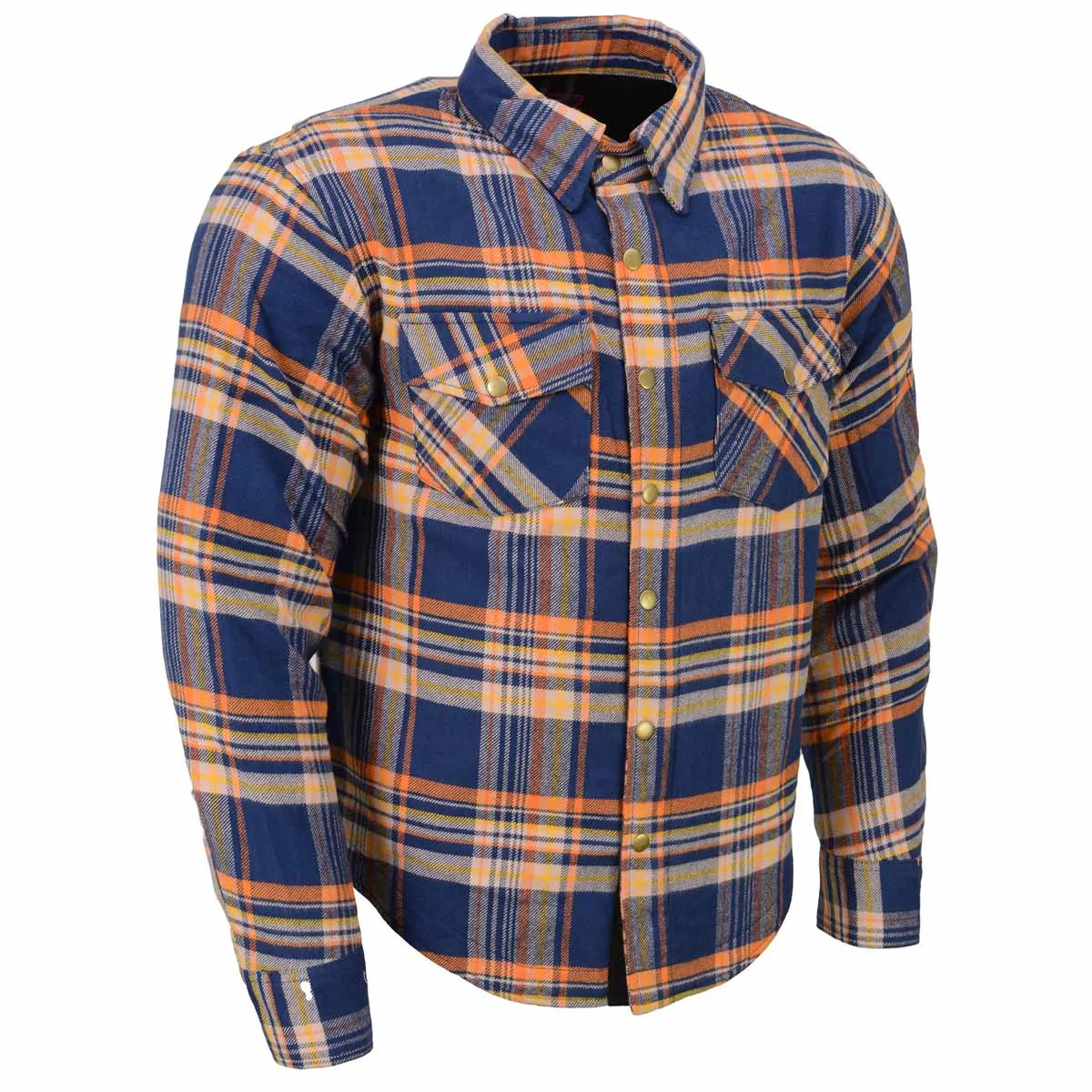 Milwaukee Leather MPM1656 Blue and Orange Flannel Biker Shirt for Men