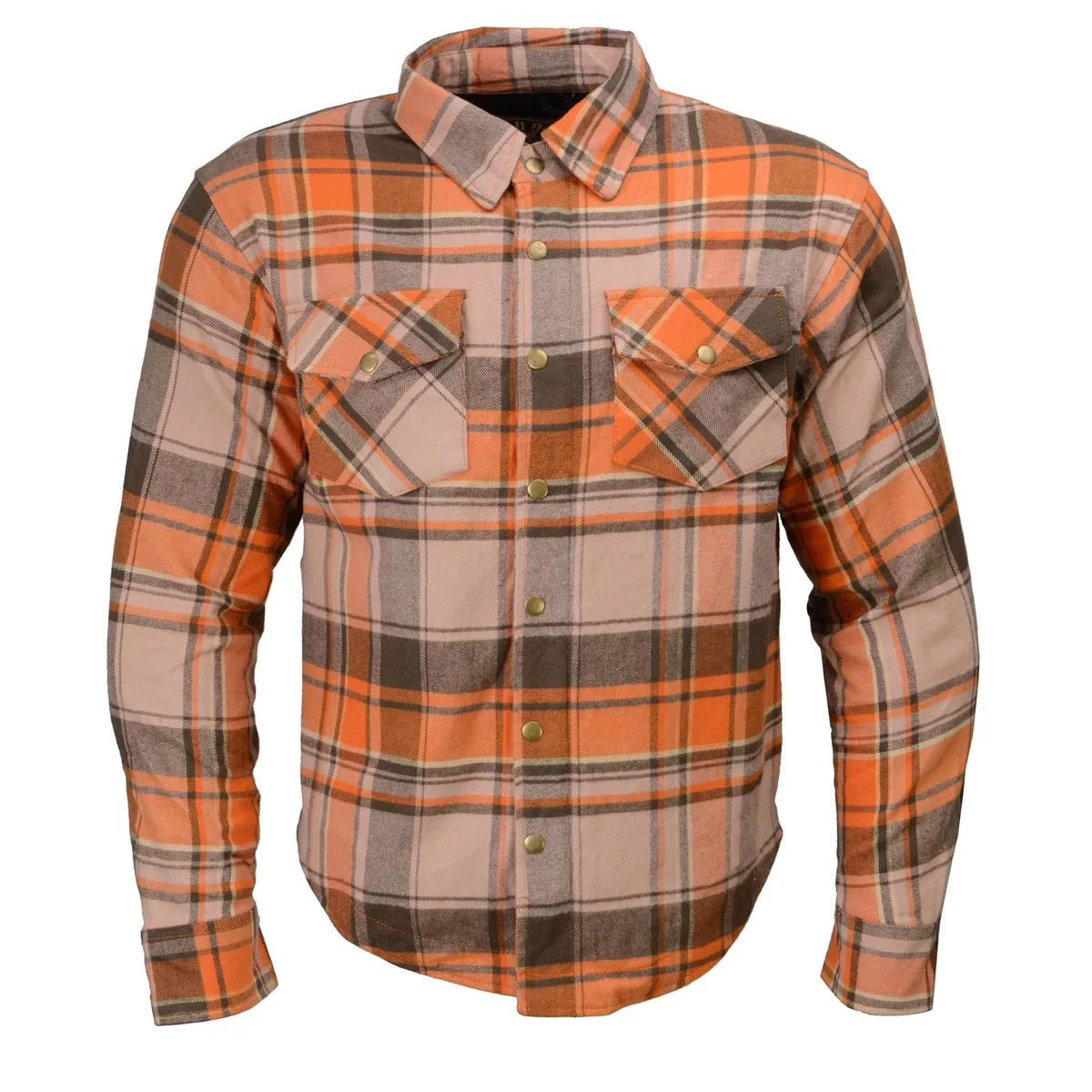 Milwaukee Leather MPM1657 Men's Plaid Flannel Biker Shirt with CE Approved Armor - Reinforced w/ Aramid Fiber