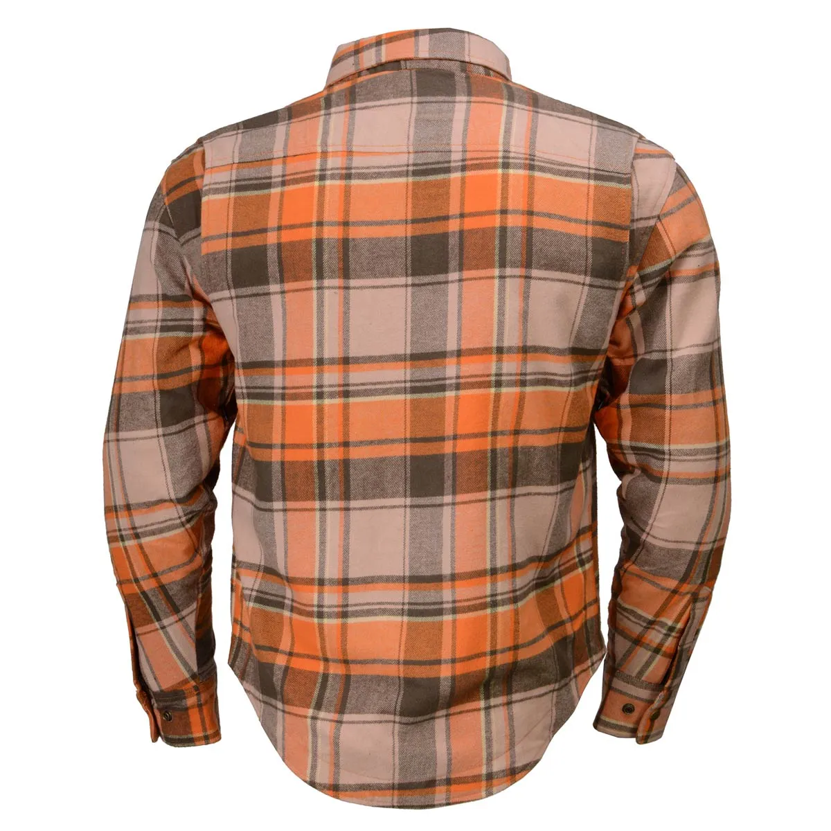 Milwaukee Leather MPM1657 Men's Plaid Flannel Biker Shirt with CE Approved Armor - Reinforced w/ Aramid Fiber