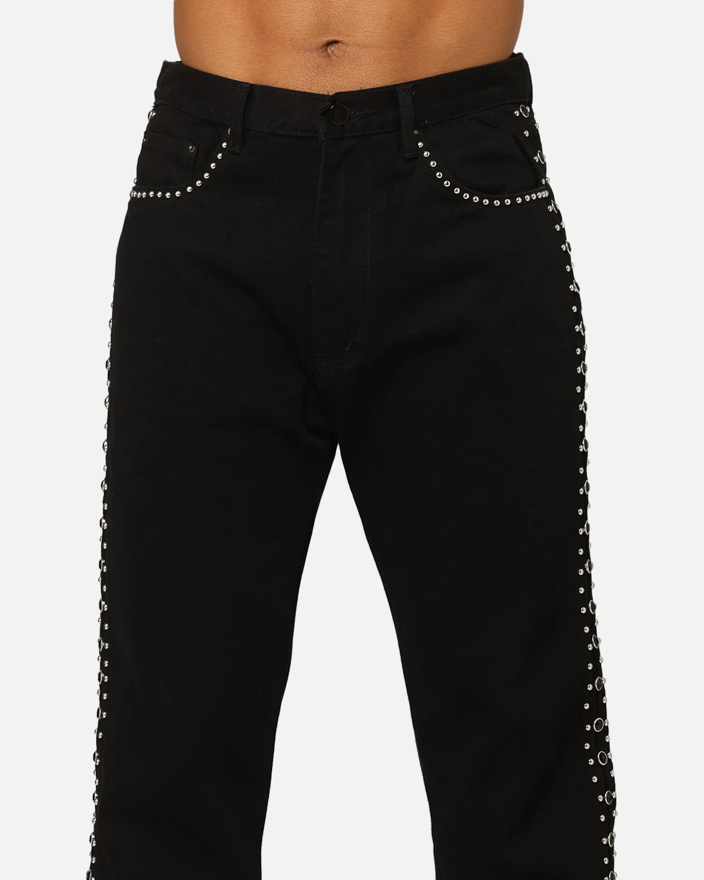 MNML V715 Out Studded Denim Jeans Black