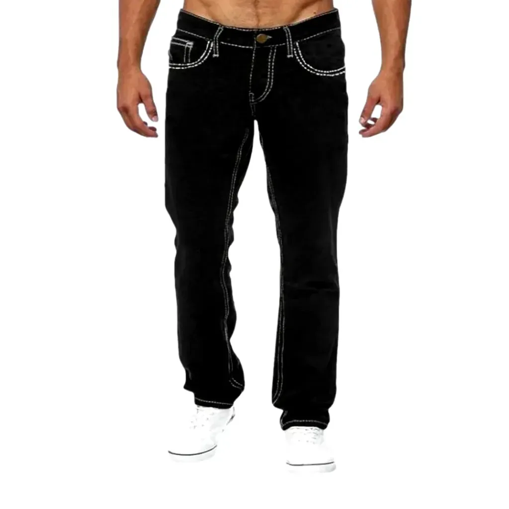 Monochrome straight fit fashion men's jeans