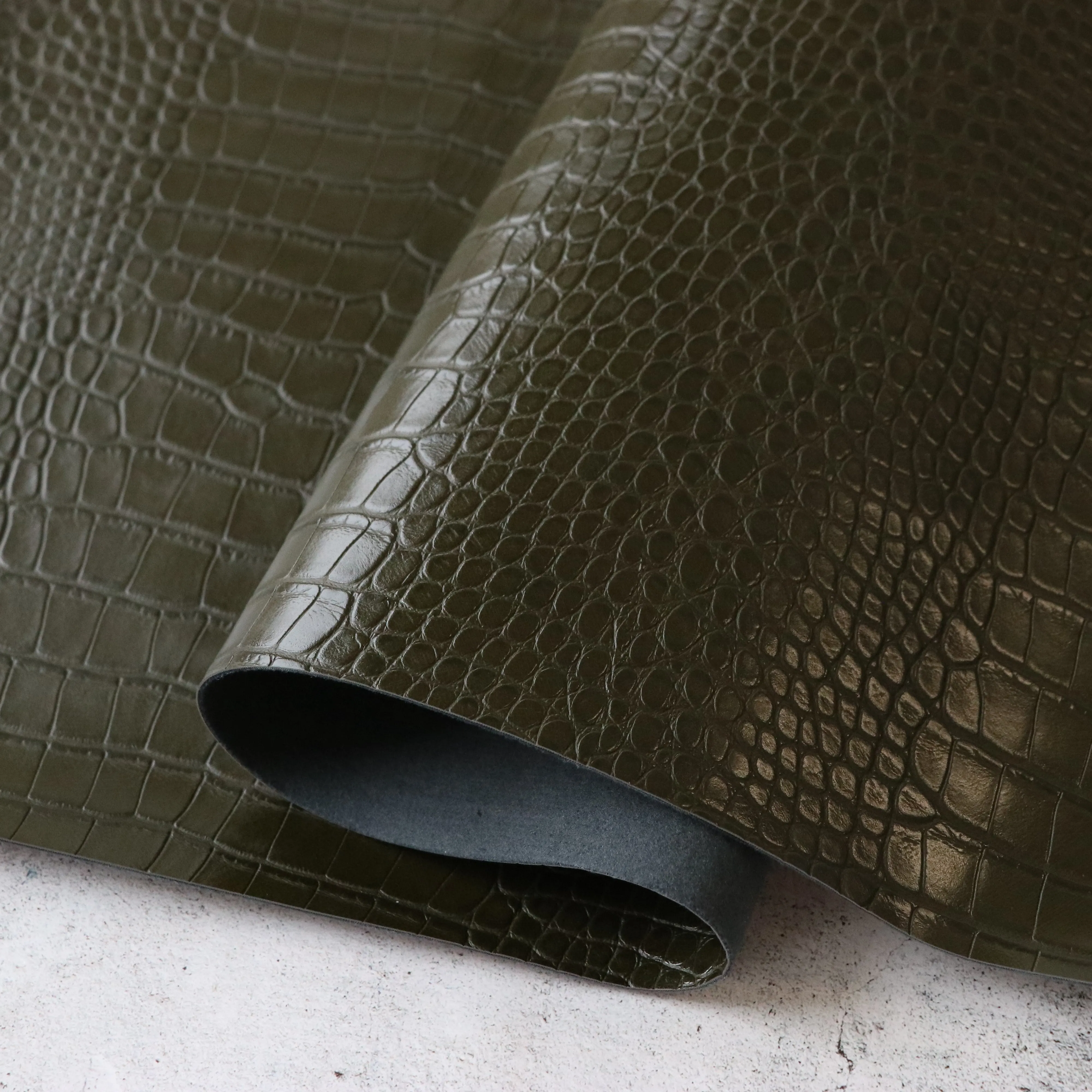 Moss Green Alligator Faux Leather