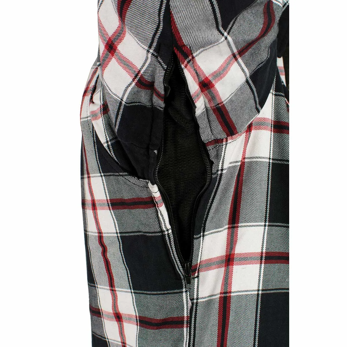 MPM1625 Men's Plaid Flannel Biker Shirt with CE Approved Armor - Reinforced w/ Aramid Fibers