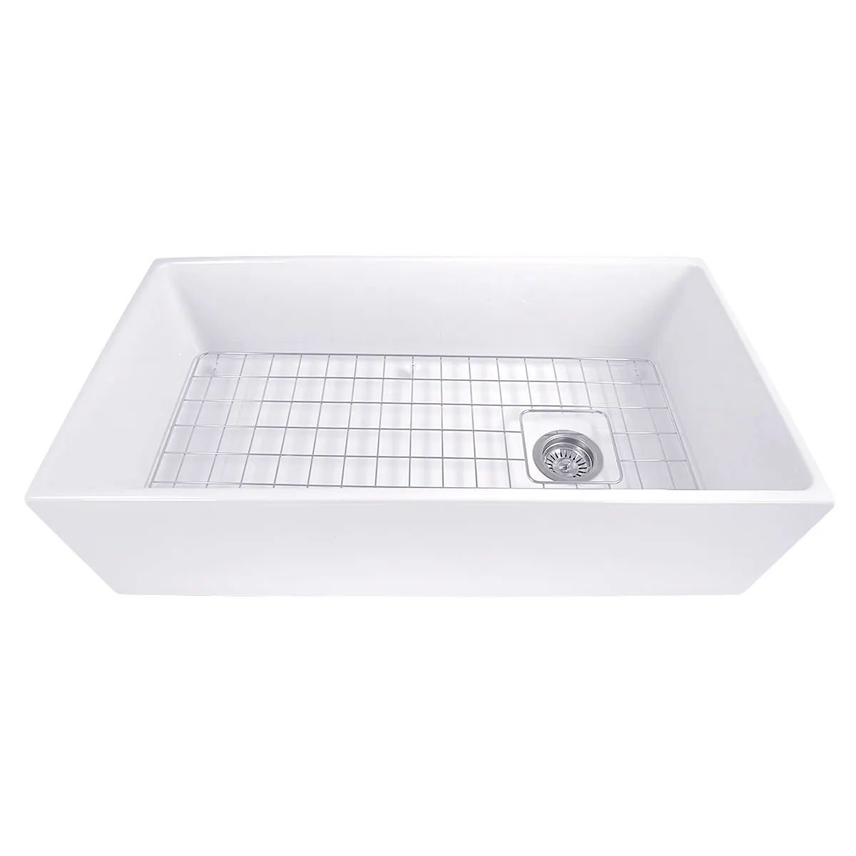 Nantucket Sinks T-FCFS36 36 Inch Farmhouse Sink with Offset Drain and Grid