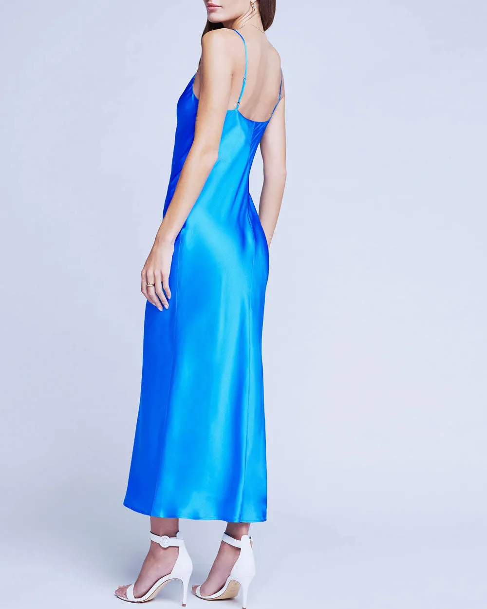 Neon Blue Seridie Midi Slip Dress