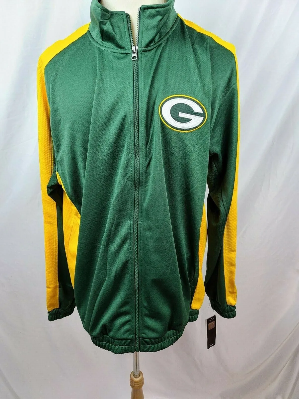 NFL Team Apparel Green Bay Packers Full Zip Athletic Track Jacket Size XL