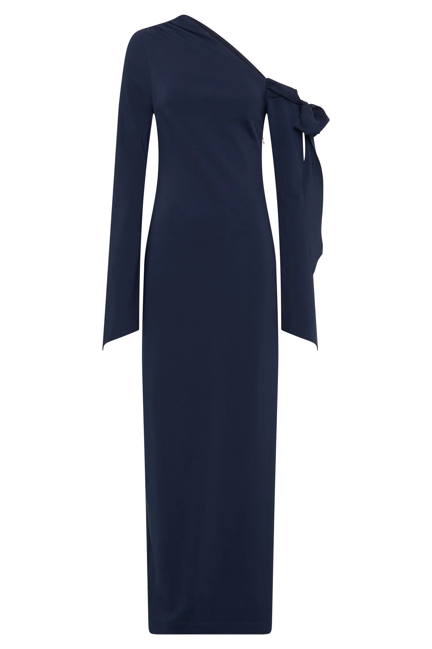 Nicola One Shoulder Crepe Maxi Dress - Dark Navy