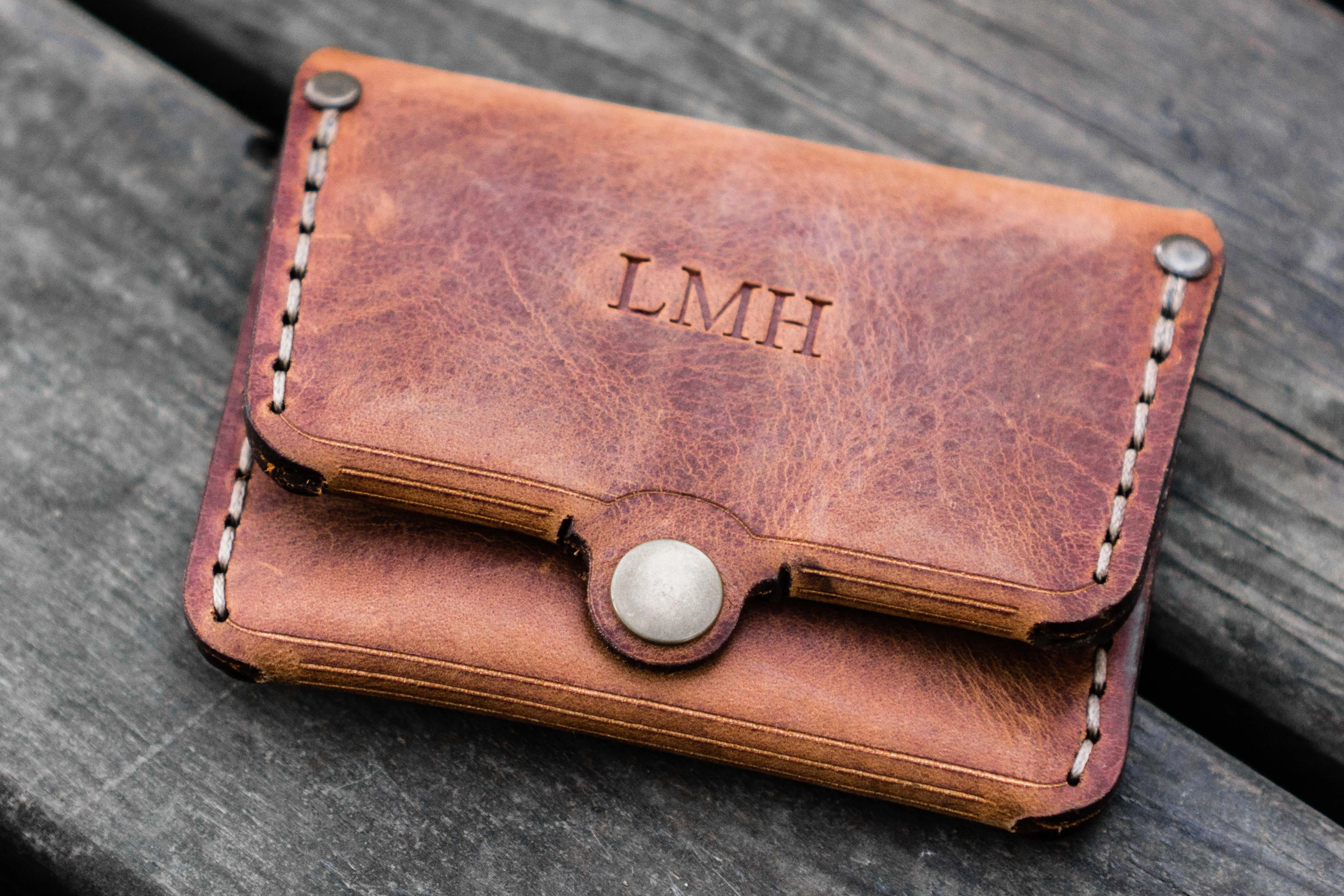 No.38 Personalized Minimalist Hanmade Leather Wallet - Crazy Horse Tan