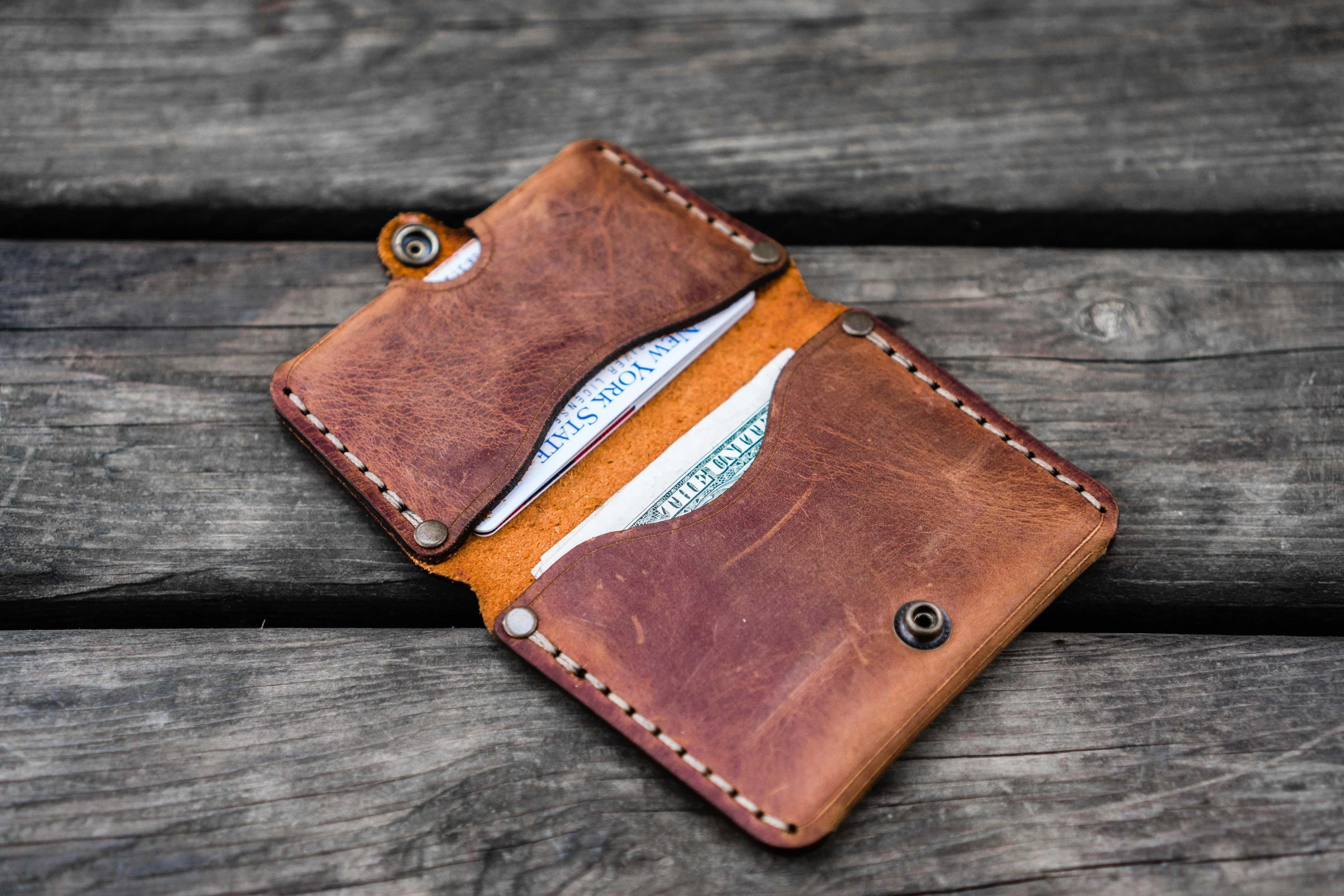 No.38 Personalized Minimalist Hanmade Leather Wallet - Crazy Horse Tan