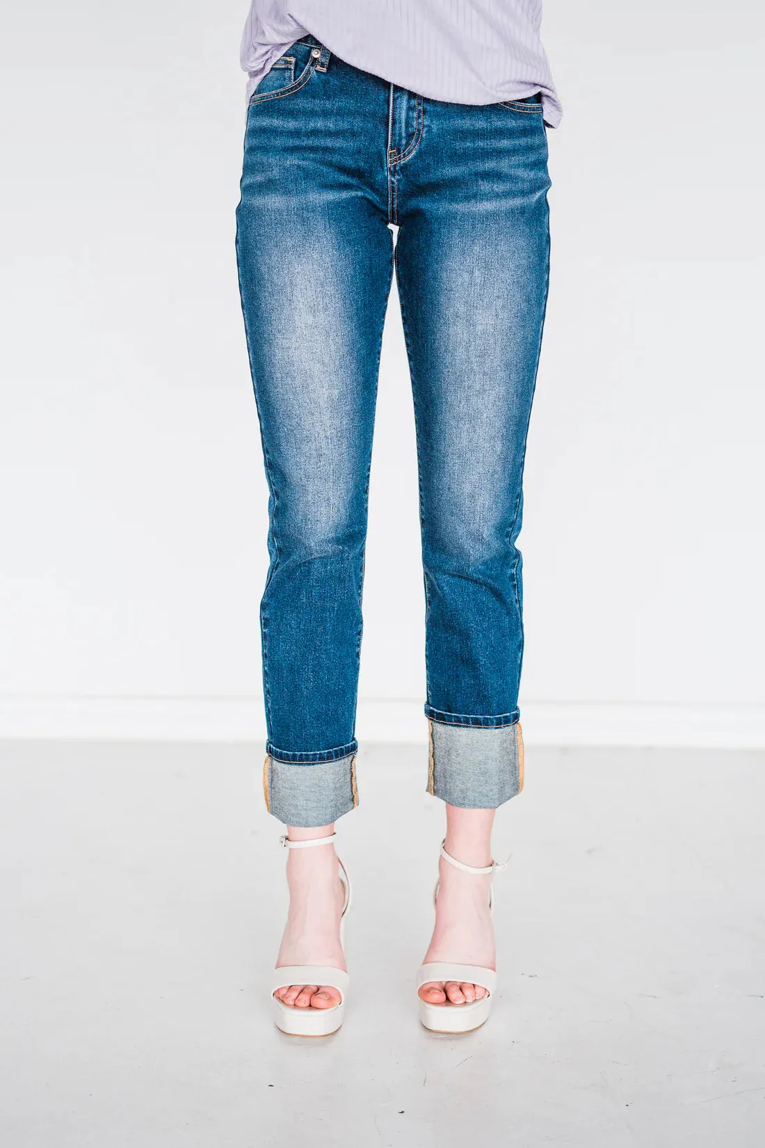 Non Distressed Straight Leg Boyfriend Jeans