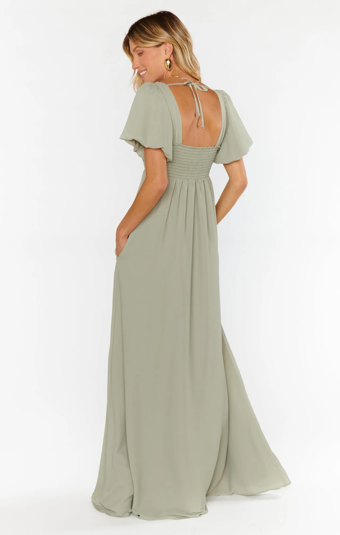 Nora Maxi Dress ~ Moss Green Crisp