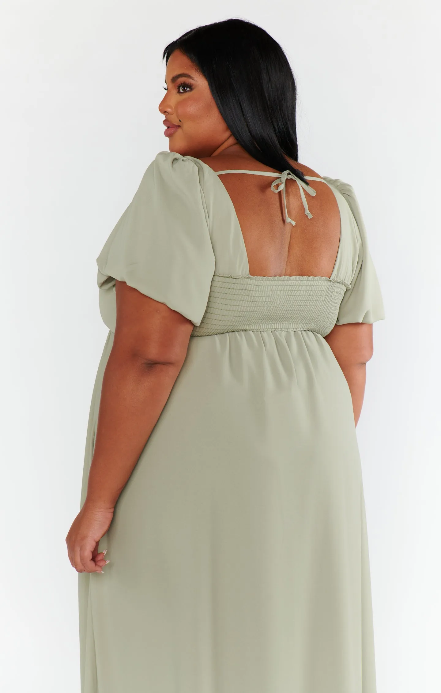 Nora Maxi Dress ~ Moss Green Crisp