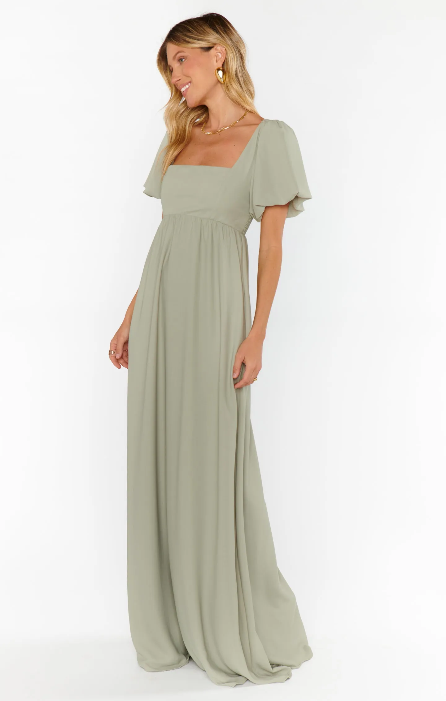 Nora Maxi Dress ~ Moss Green Crisp