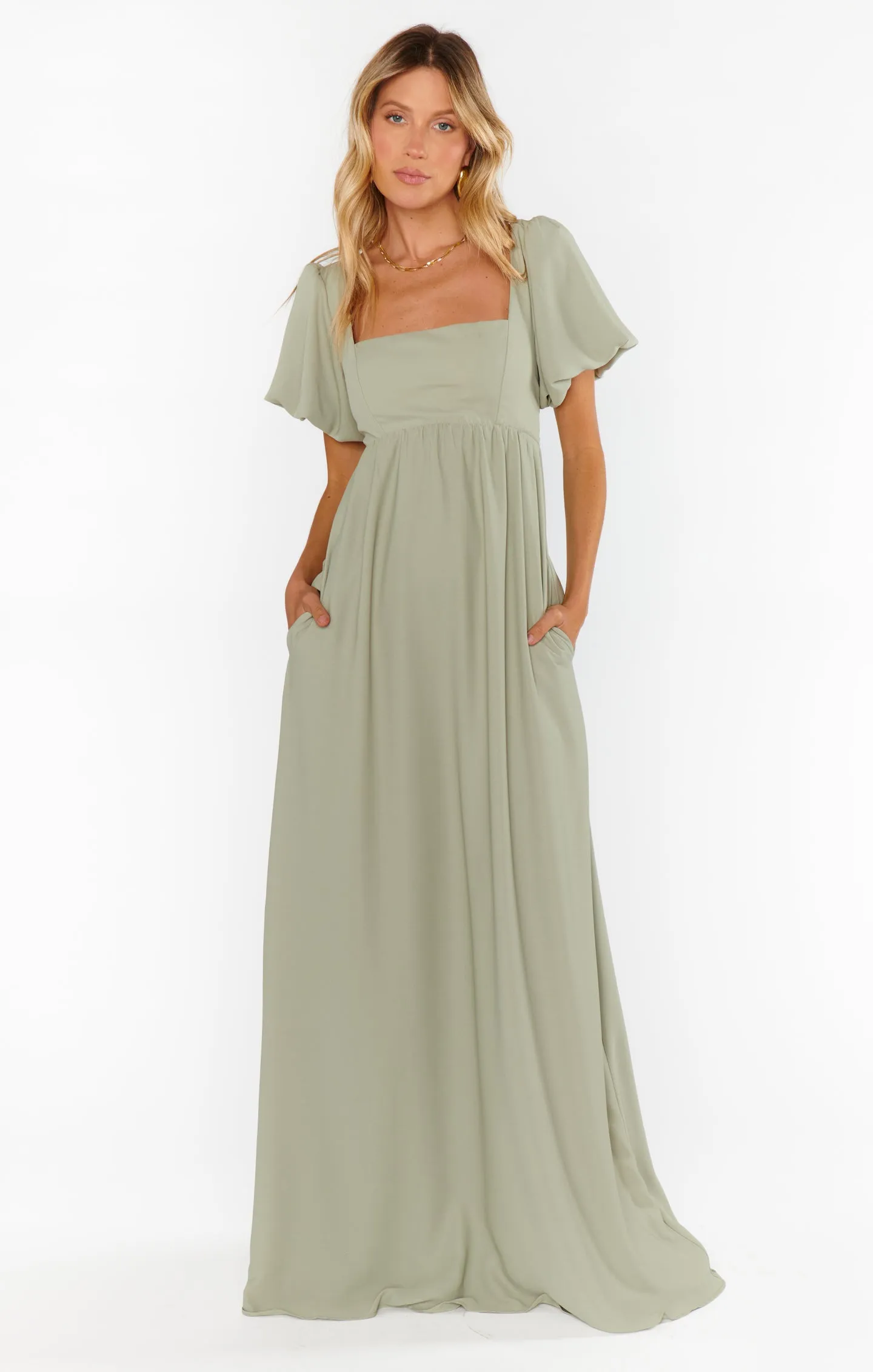 Nora Maxi Dress ~ Moss Green Crisp