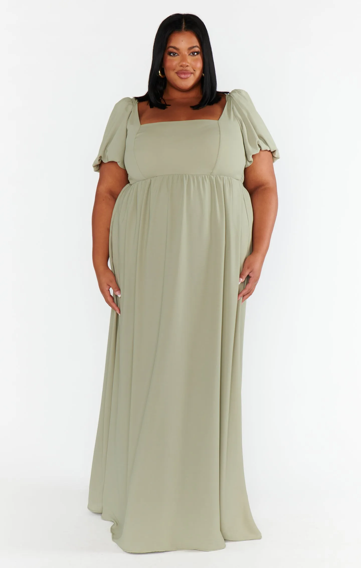 Nora Maxi Dress ~ Moss Green Crisp