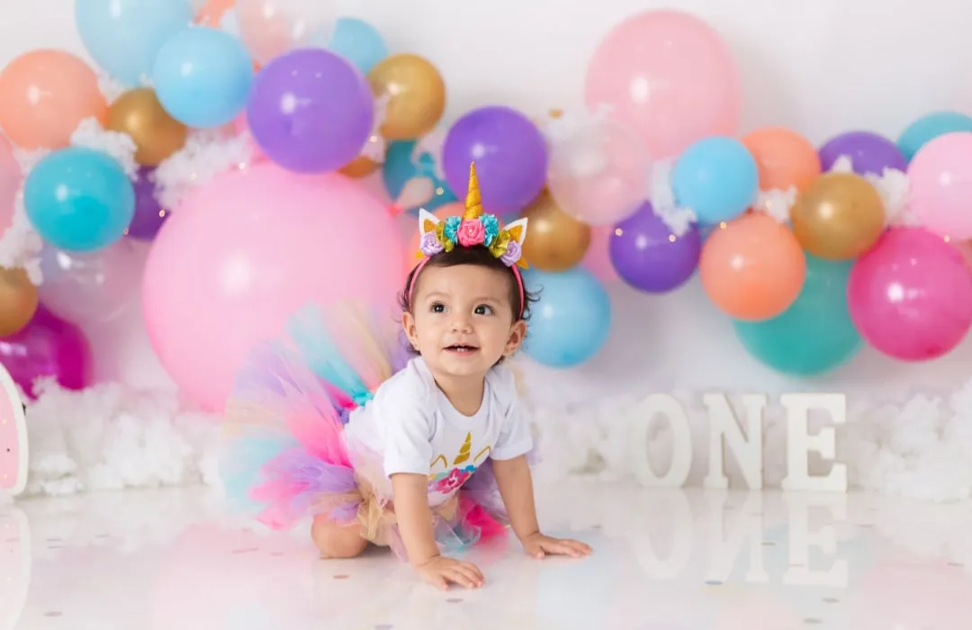 One Unicorn Birthday Romper with Tutu and Unicorn Headband  #1000931