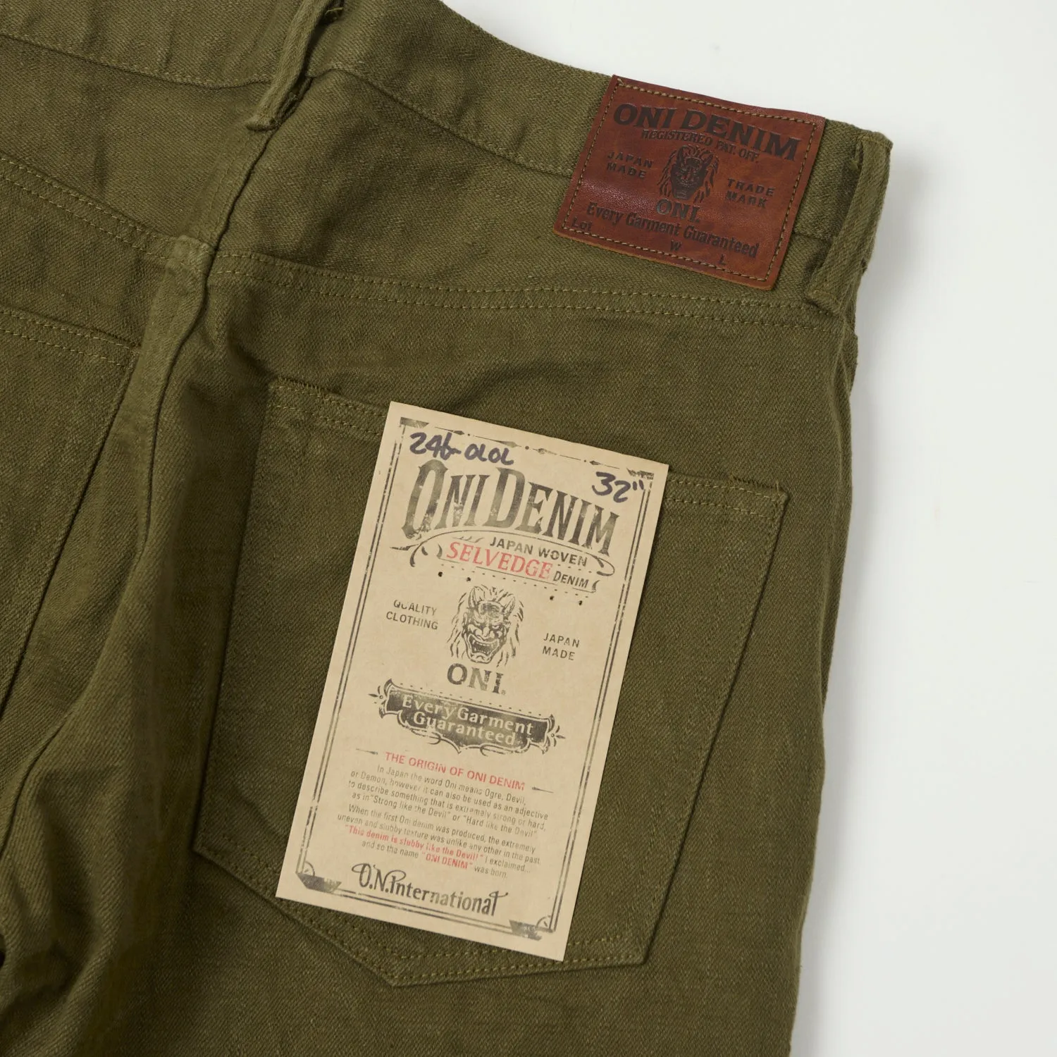 ONI 246-OLOL 'Warp and Weft' 12oz Relaxed Tapered Jean - Olive One Wash