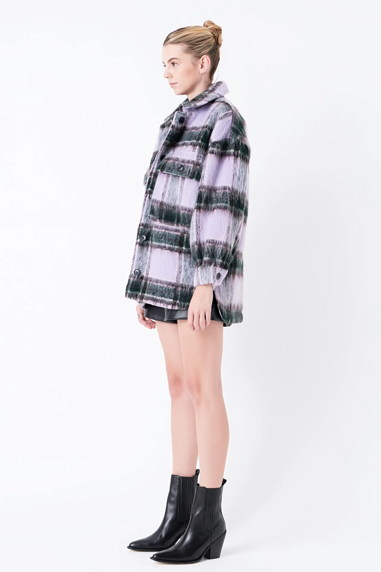 Oversized Plaid Shacket with Pockets