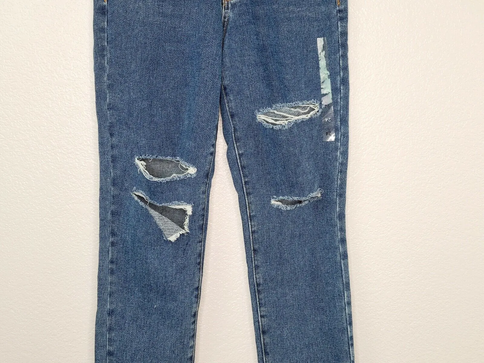 PacSun Los Angeles Women's Blue High Rise Distressed Mom Jeans Size 24