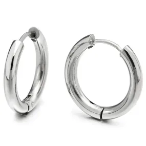 Pair Stainless Steel Plain Circle Huggie Hinged Hoop Earrings for Men Women