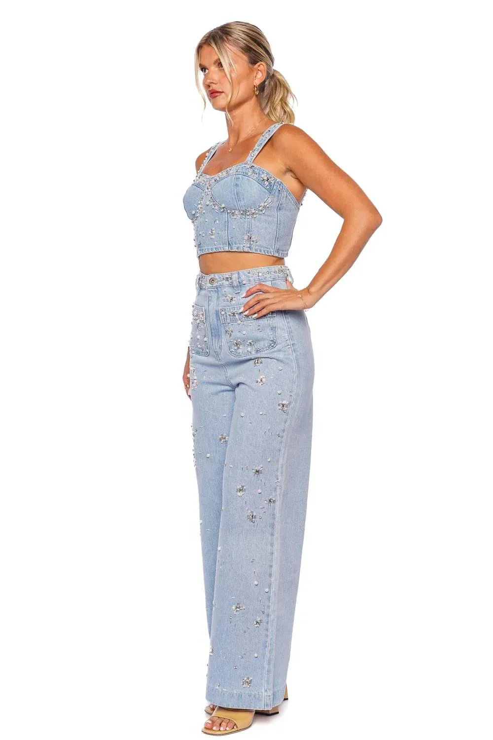 PatBo Hand Beaded Jeans