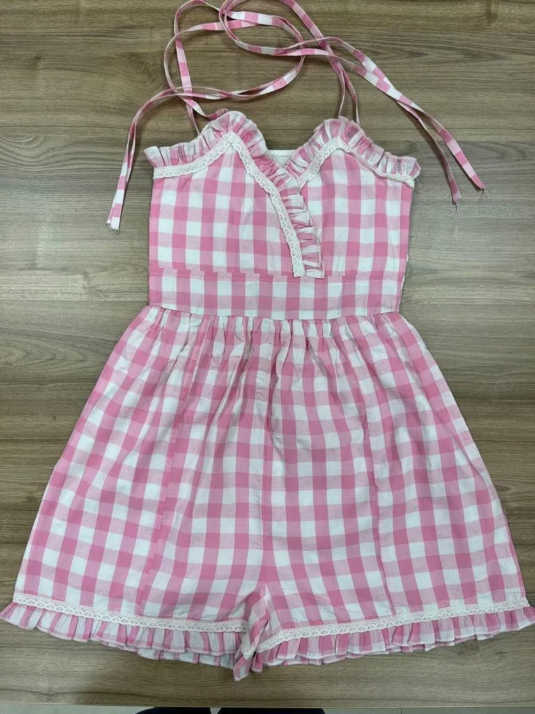 Pink Gingham Romper