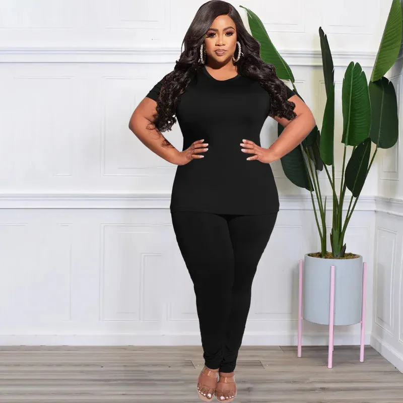 Plus Size two-piece pant and shirt set