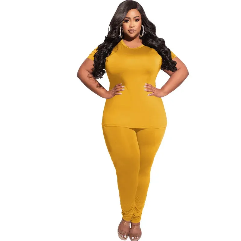 Plus Size two-piece pant and shirt set