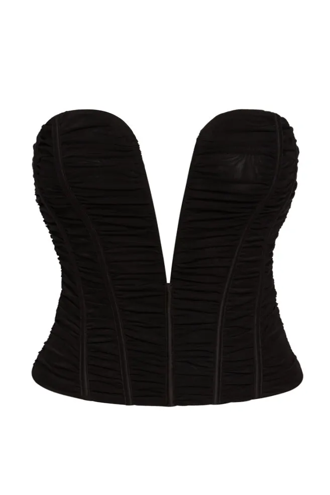 Poppy Plunging Graceful Mesh Corset Top