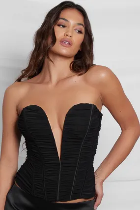 Poppy Plunging Graceful Mesh Corset Top